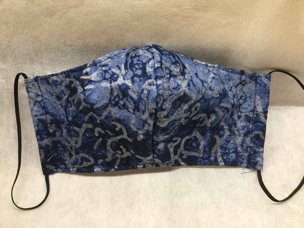 Blue Marble w Silver Shimmer Face Covering Mask Blue Marble w Silver Shimmer Face Covering Mask