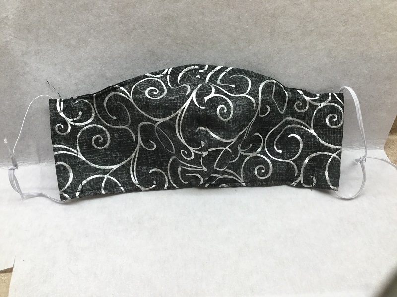 Black Silver Metallic Swirl Face Mask Black Silver Metallic Swirl Face Mask