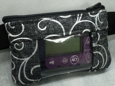 Silver Metallic Swirl on Black insulin pump pouch Silver Metallic Swirl on Black insulin pump pouch
