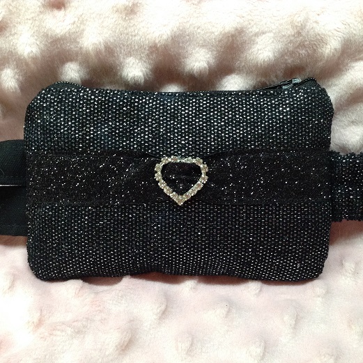 Insulin Pump Pouch Black Metallic & Rhinestone Special Occasion Insulin Pump Pouch Black Metallic & Rhinestone Special Occasion