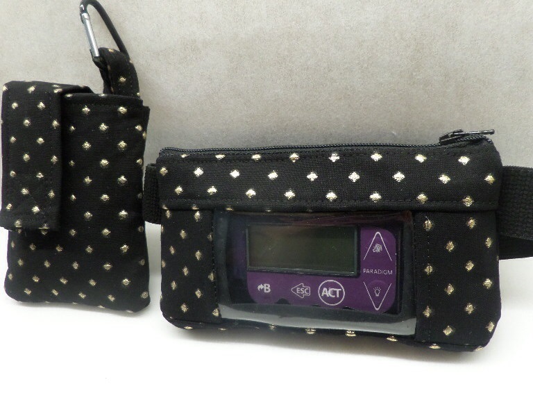 Diamond Dew Drop in Gold on Black Insulin Pump Pouch Diamond Dew Drop in Gold on Black Insulin Pump Pouch