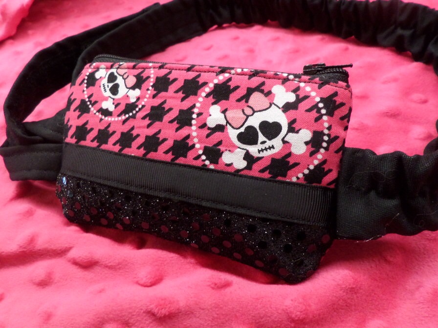 Girls Insulin Pump Accessories Case with Glam Skullbones&Sequin Girls Insulin Pump Accessories Case with Glam Skullbones&Sequin