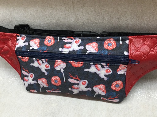 Insulin Pump Pouch with Whimsical Rabbits Poppies Red Leather Insulin Pump Pouch with Whimsical Rabbits Poppies Red Leather