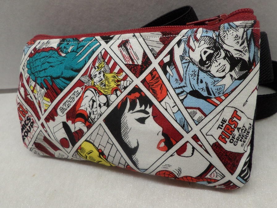 Superhero Grid Insulin Pump Pouch Fabric Front Superhero Grid Insulin Pump Pouch Fabric Front