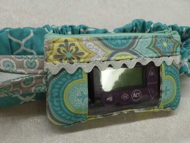 Moroccan Insulin Pump Pouch in Turquoise Mint Grey Moroccan Insulin Pump Pouch in Turquoise Mint Grey