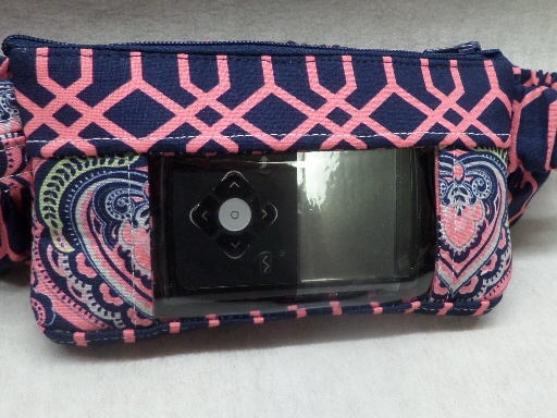 Navy/Hot Pink Geo Damask Insulin Pump Pouch Case Navy/Hot Pink Geo Damask Insulin Pump Pouch Case