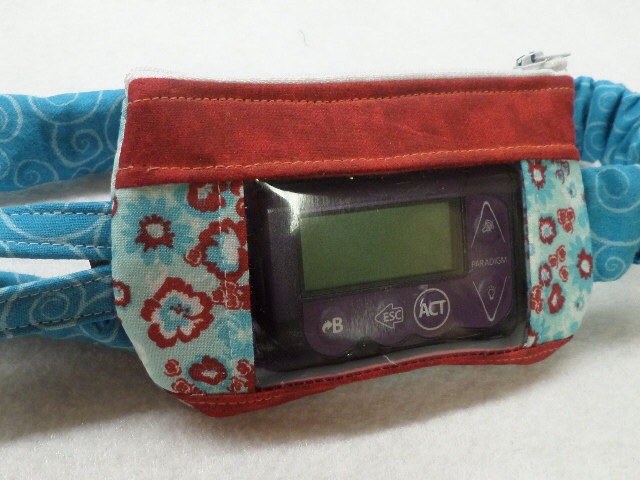 Red & Aqua Floral Swirl Window Insulin Pump Pouch Red & Aqua Floral Swirl Window Insulin Pump Pouch