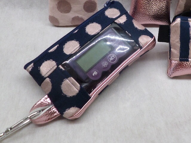 Vertical Rose Gold & Navy w/clip Insulin Pump Pouch Vertical Rose Gold & Navy w/clip Insulin Pump Pouch