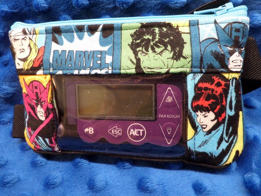 Superhero Blocks Insulin Pump Pouch Optional Window Superhero Blocks Insulin Pump Pouch Optional Window